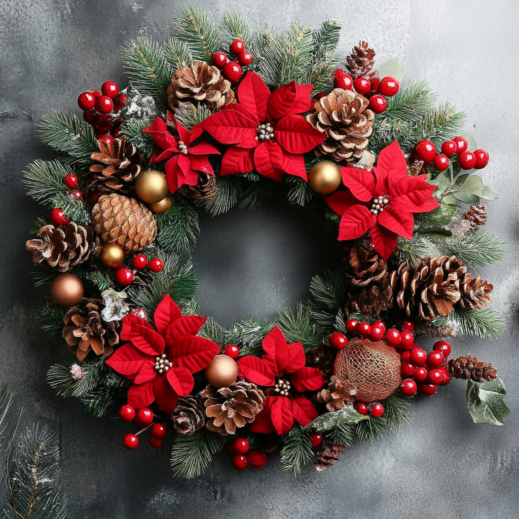 couronne de noel avec fleurs