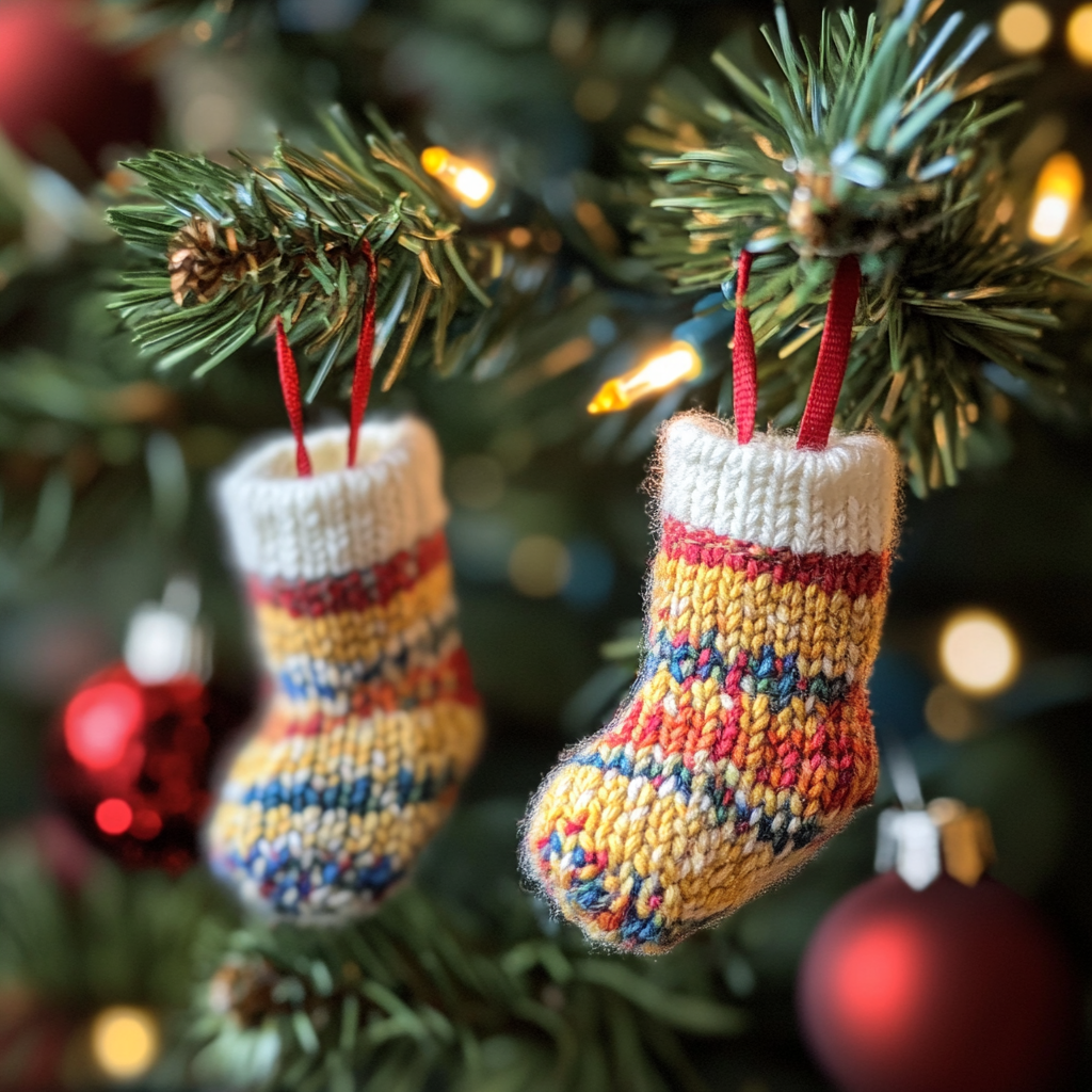 chaussettes tricotees pour sapin de noel